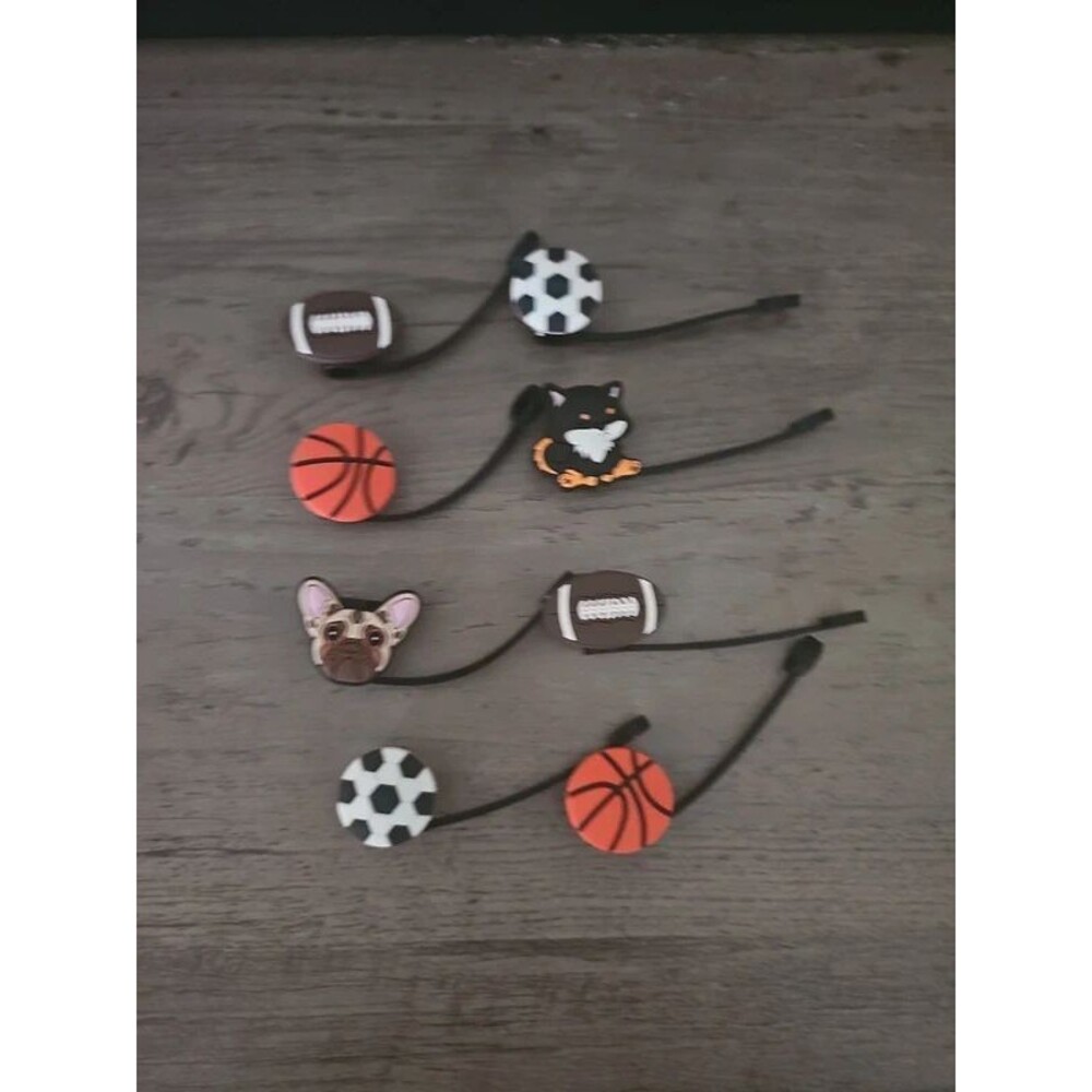 Sport straw toppers football basketball soccer dog